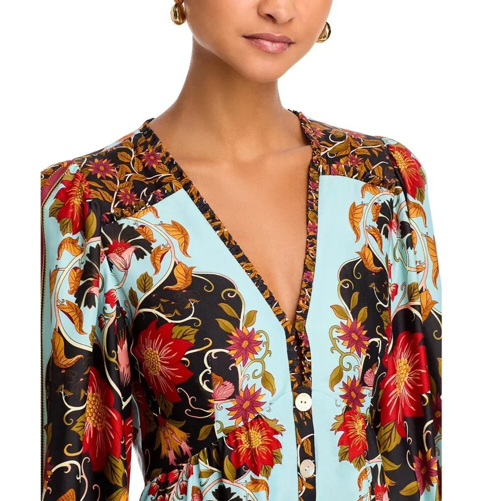FARM Rio Flowing Beauty Mini Dress, Light Blue/Black/Red, NWT π§π· - Picture 6 of 16